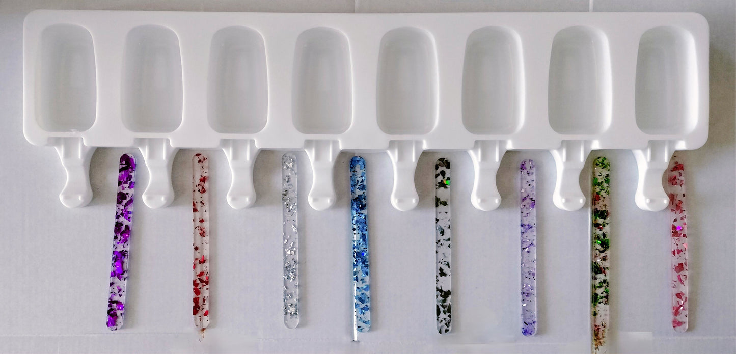 Moule à glaces  8 minis esquimaux + 8 batônnets réutilisables et lavables