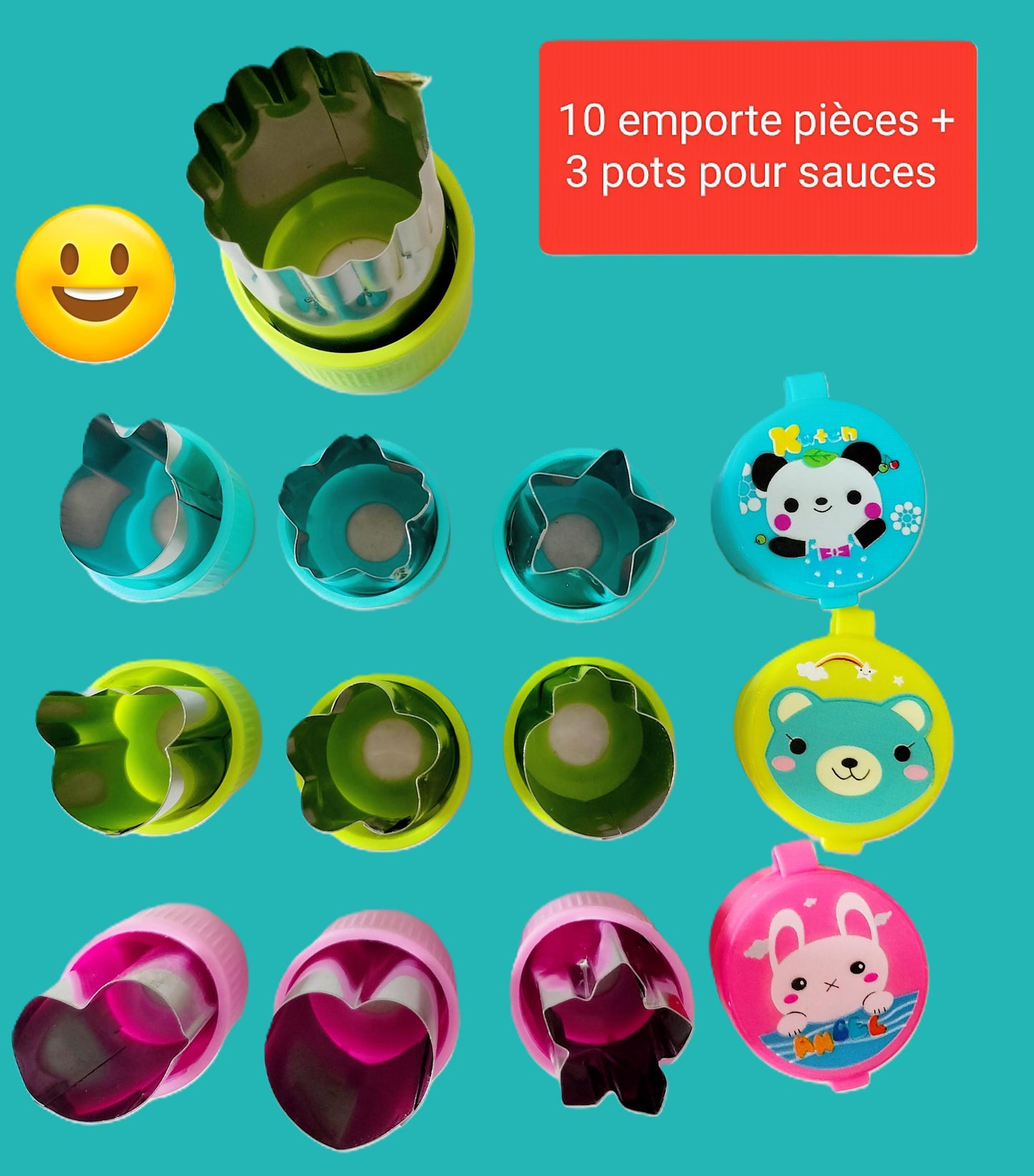 Ensemble 10 accessoires découpe + 4 mini pots pour sauces