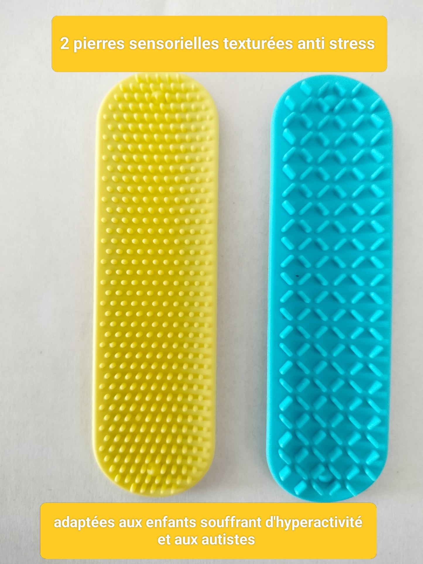 2 Pierres sensorielles texturées anti stress en silicone