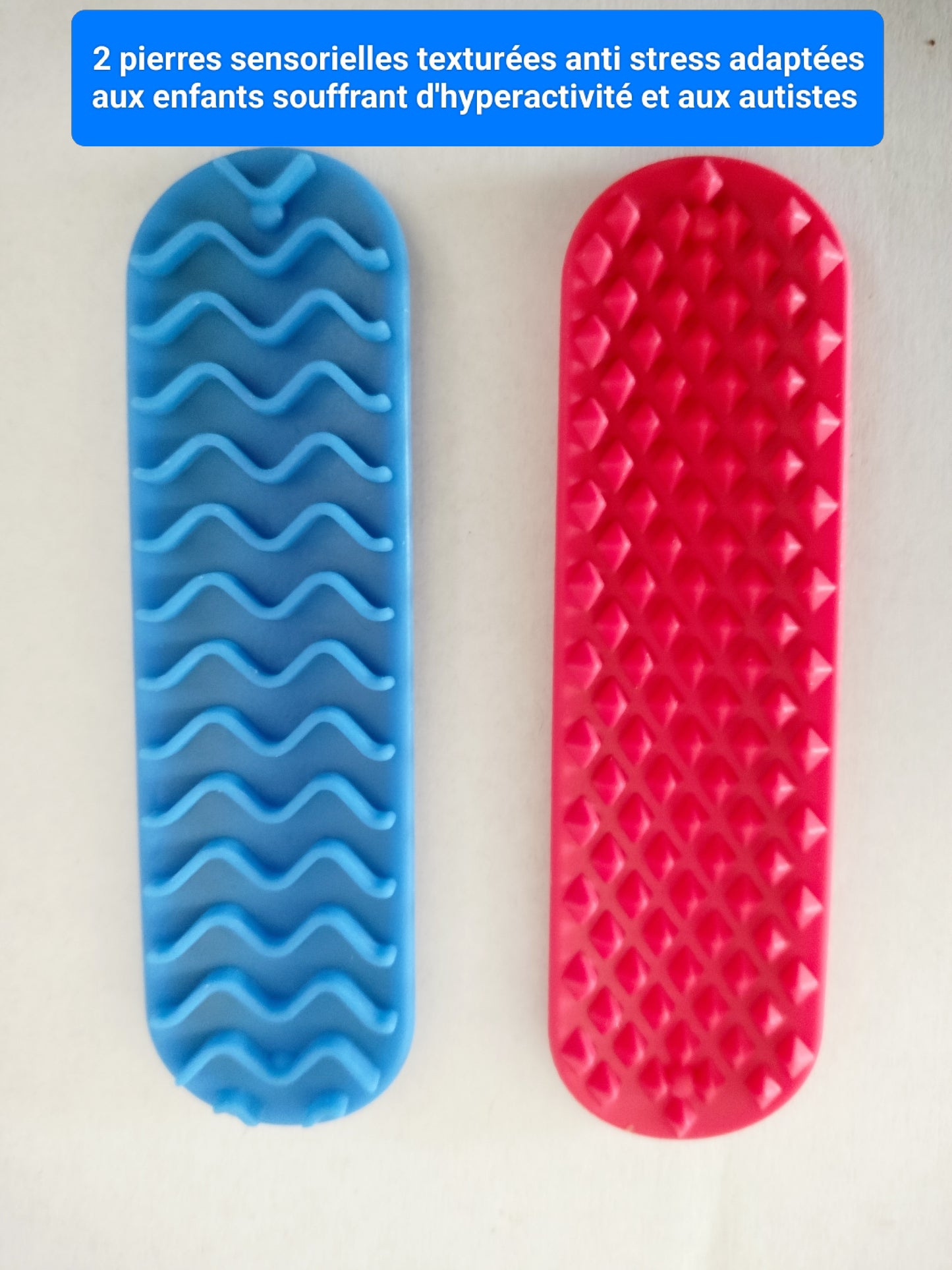2 Pierres sensorielles texturées anti stress en silicone