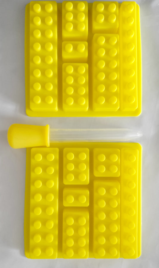 2 moules silicone forme brique de construction + 1 pipette