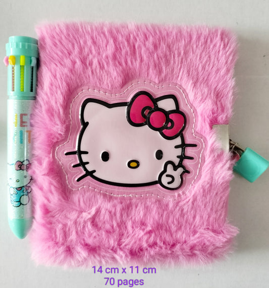 Carnet de notes Hello Kitty avec couverture en peluche