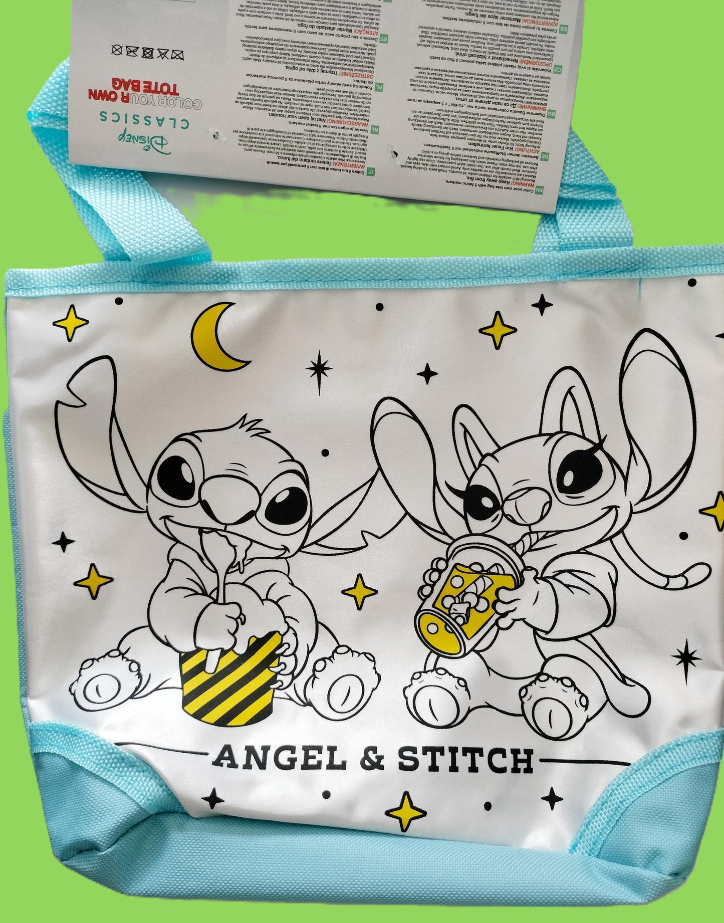 Sac à colorier Stitch & Angel + 5 feutres à tissus