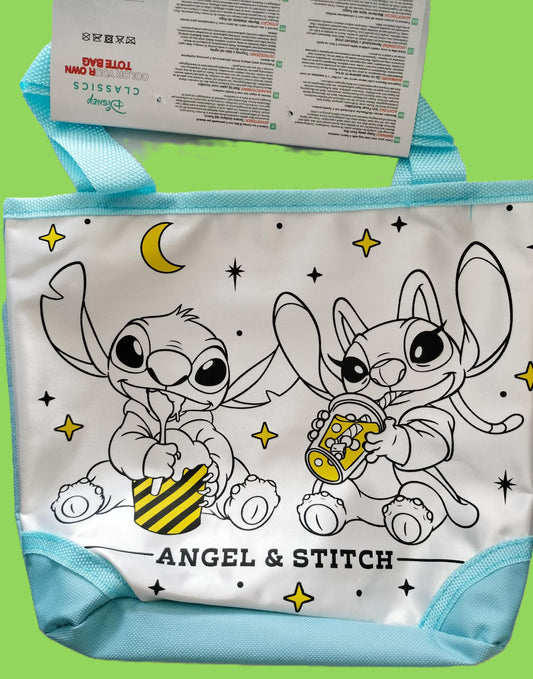 Sac à colorier Stitch & Angel + 5 feutres à tissus