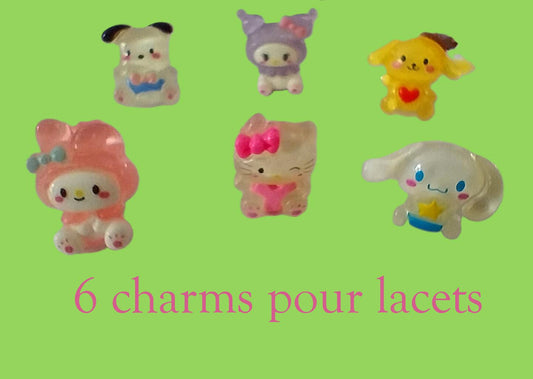 6 charms pour lacets Hello kitty and friends