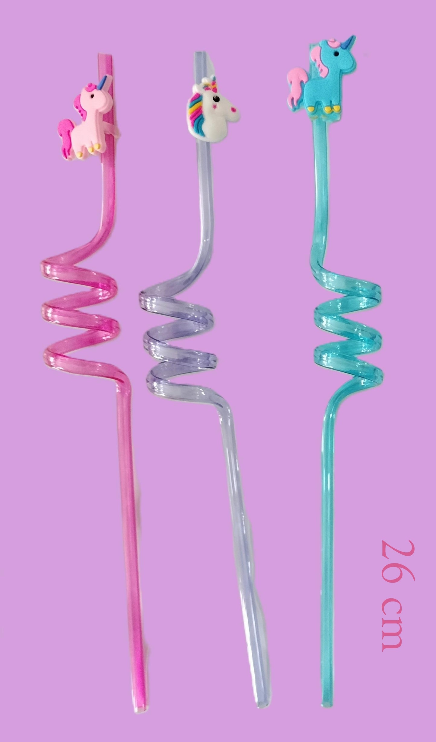 3 pailles torsadées Licorne