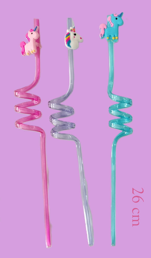 3 pailles torsadées Licorne
