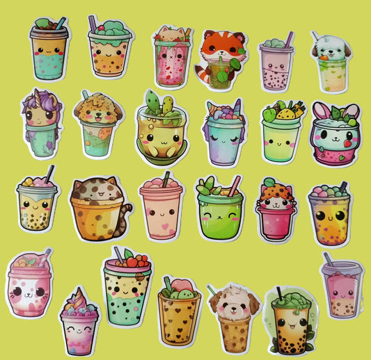 25 stickers bubble tea