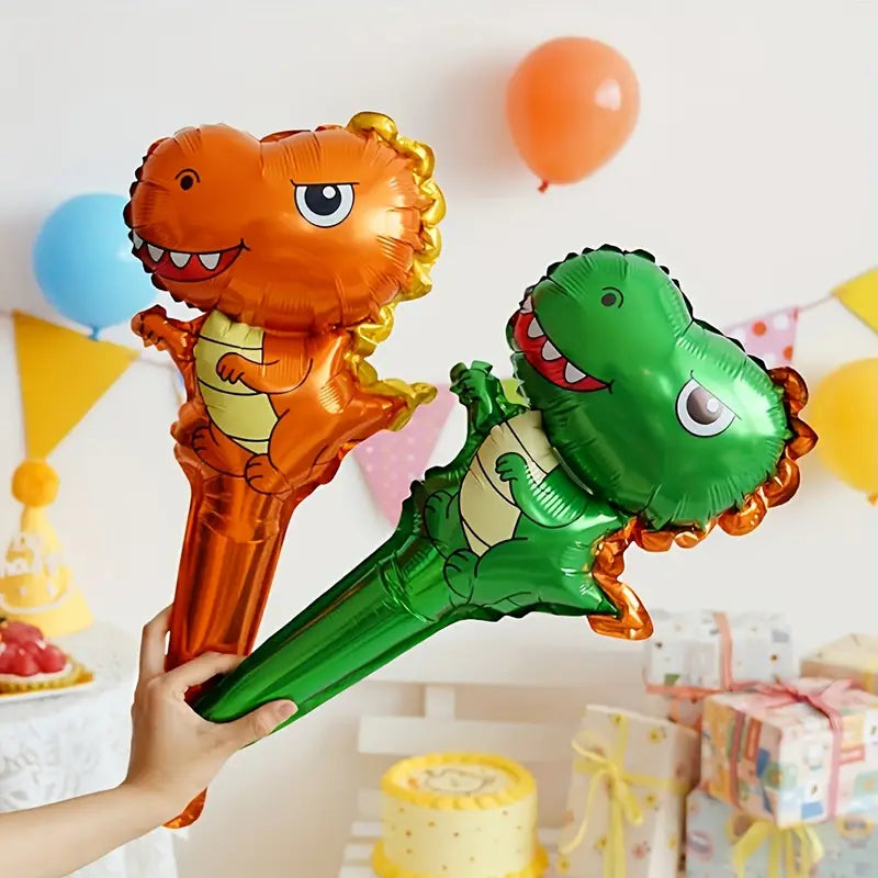 4 ballons aluminium Dinosaures + 2 accessoires pour gonfler