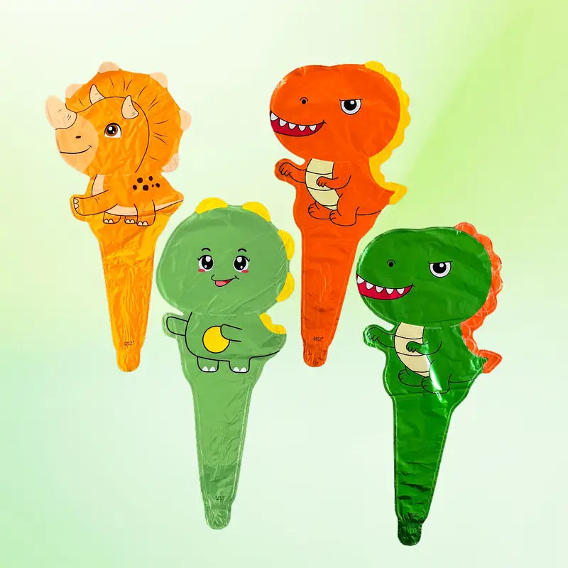 4 ballons aluminium Dinosaures + 2 accessoires pour gonfler