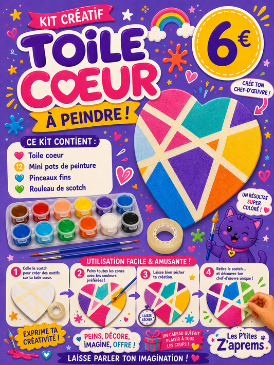 Kit créatif Toile Coeur à peindre